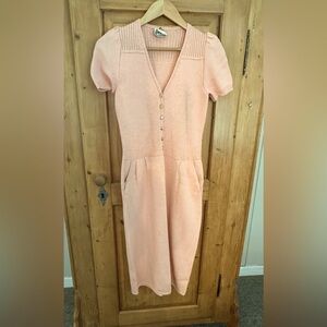 St John For Lillie Rubin Vintage 1970s Peachy Pink Dress Classic Elegance Size 6
